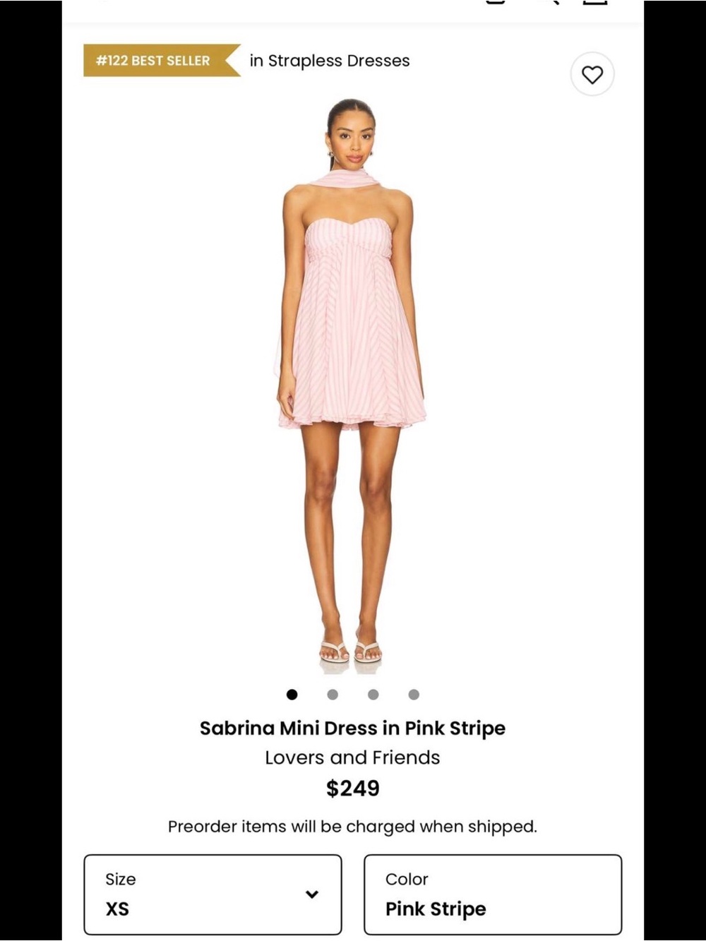 Lovers + Friends Strapless Pink Stripe Mini Dress with Neck Scarf